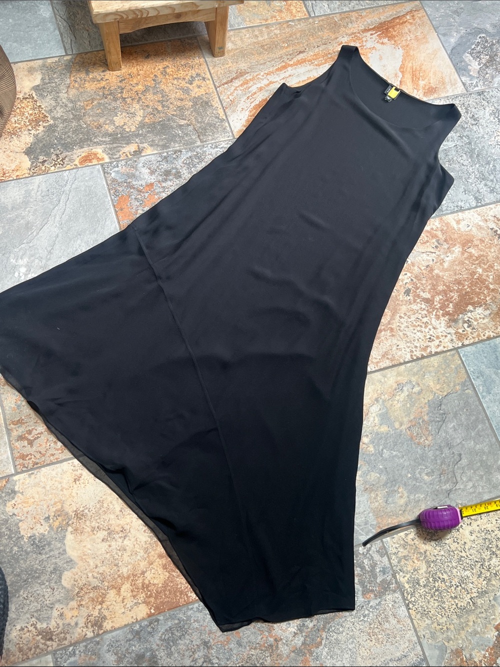 Eileen Fisher Black silk Sleeveless Maxi asymmetrical Dress